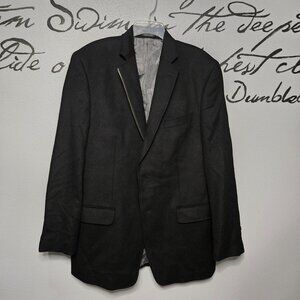 Calvin Klein Black Men Wool Silk Cashmere Zip Up Blazer, Work Casual, 42L